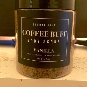 Coffee buff body vanilla scrub with shea butter. 539g 19.oz
